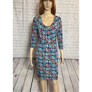 Marc New York Andrew Mark 3/4 Sleeve Pleated Bodycon Dress Size 6